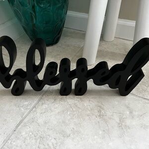 Chic Black 'Blessed' Script Sign